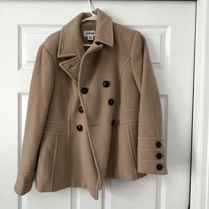 Women’s Beige St John’s Bay Pea Coat, size Petite Large